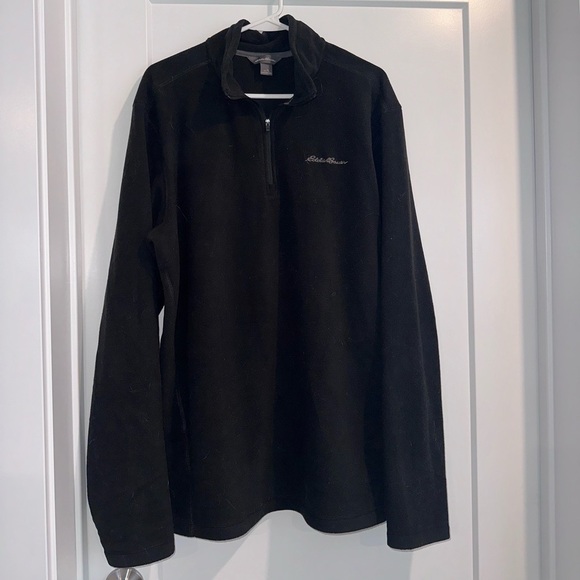 Eddie Bauer Men's Black Fleece Quarter Zip Sweatshirt Size Large Tall - Picture 3 of 6